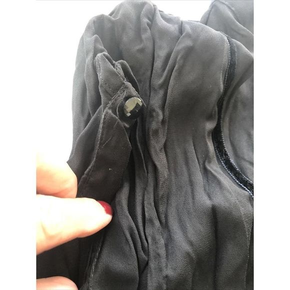 Studio Y Short Sleeve Blouse Black Chiffon Size L - Picture 8 of 9